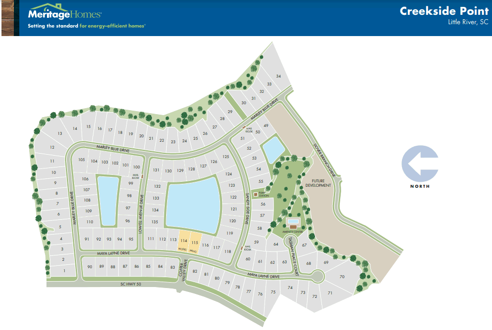 Creekside Point in Little River - Community Map by Meritage Homes