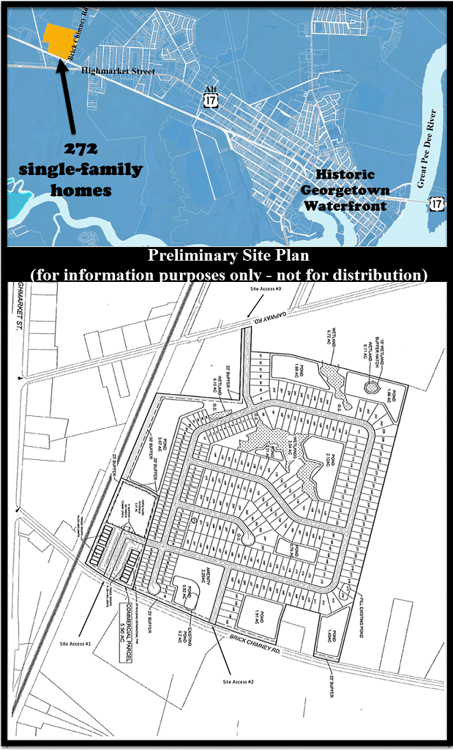 New home community of 272 single-family homes off of Brock Chimney Rd in Georgetown, SC