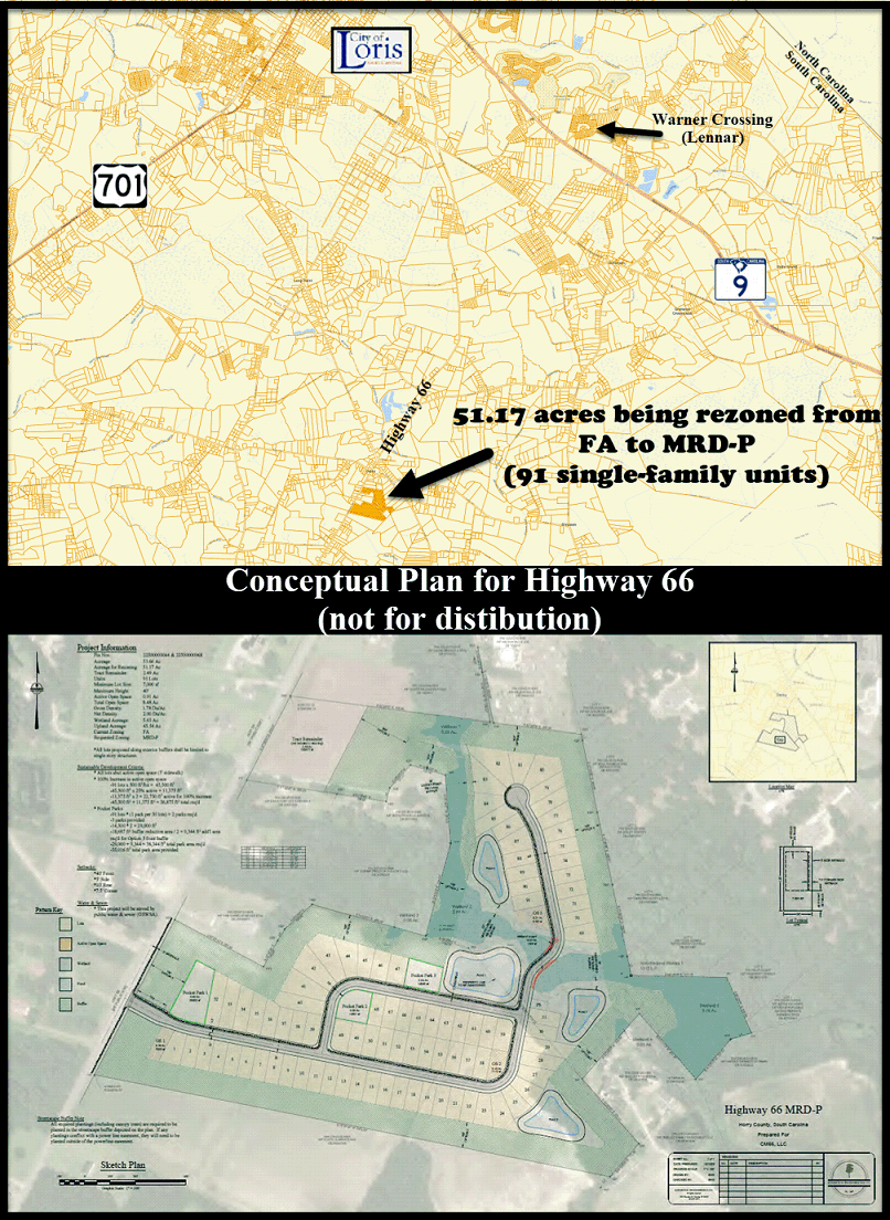Highway 66 new home community of 91 single-family homes near Loris, SC