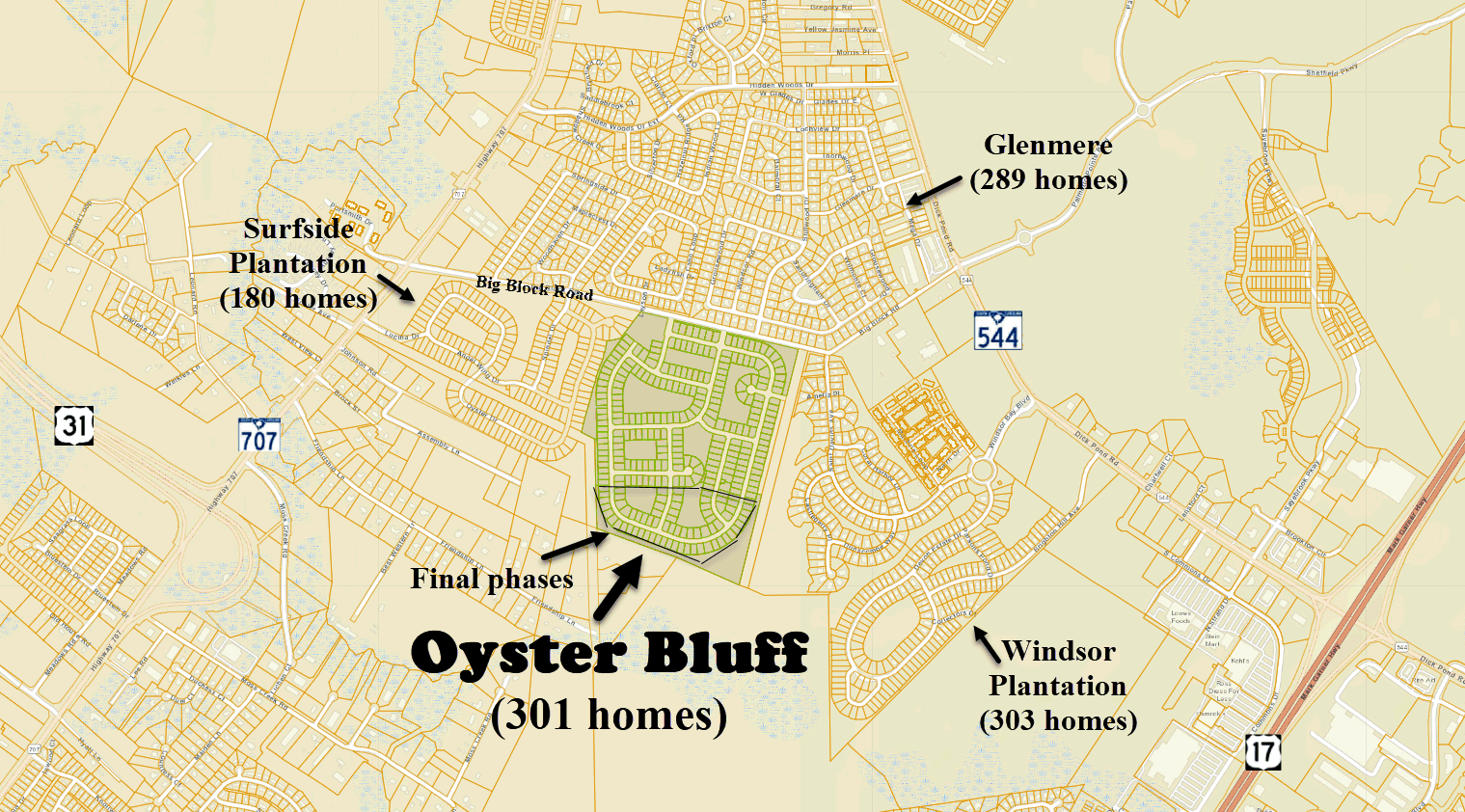 Oyster Bluff new home community in Surfside