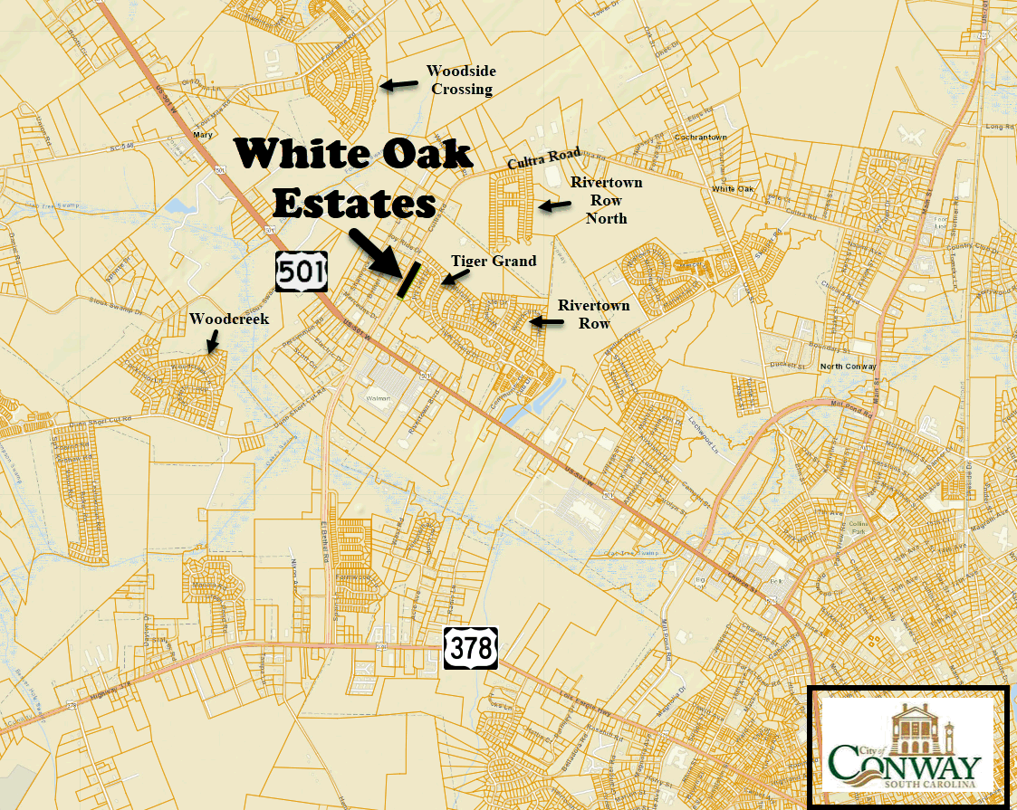 New home community of White Oak Estates in Conway by Great Southern Homes