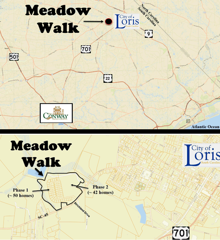 New home community of Meadow Walk in Loris being developed by D. R. Horton