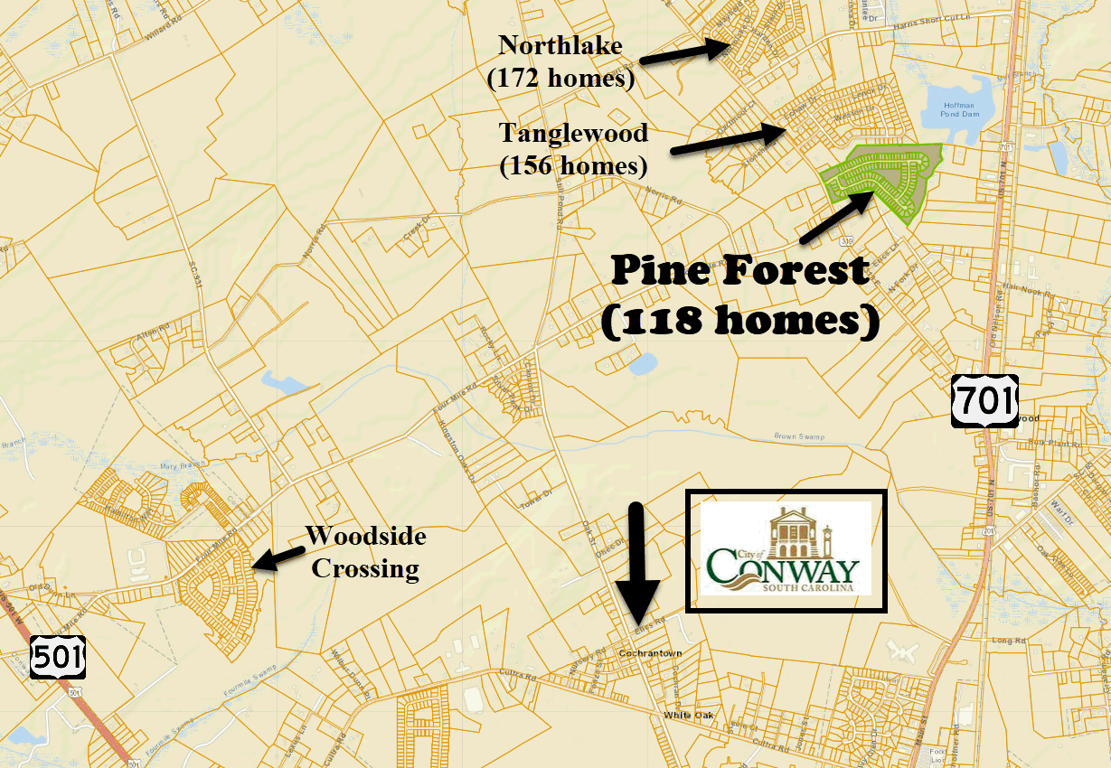 New home community of Pine Forest in Conway by D. R. Horton