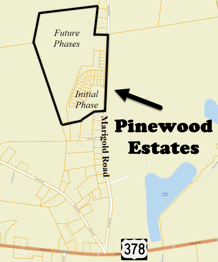 Preliminary site plan for Pinewood Estates