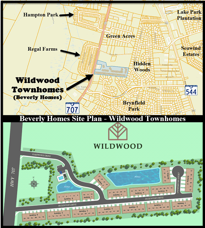 Wildwood townhomes in Socastee by Beverly Homes