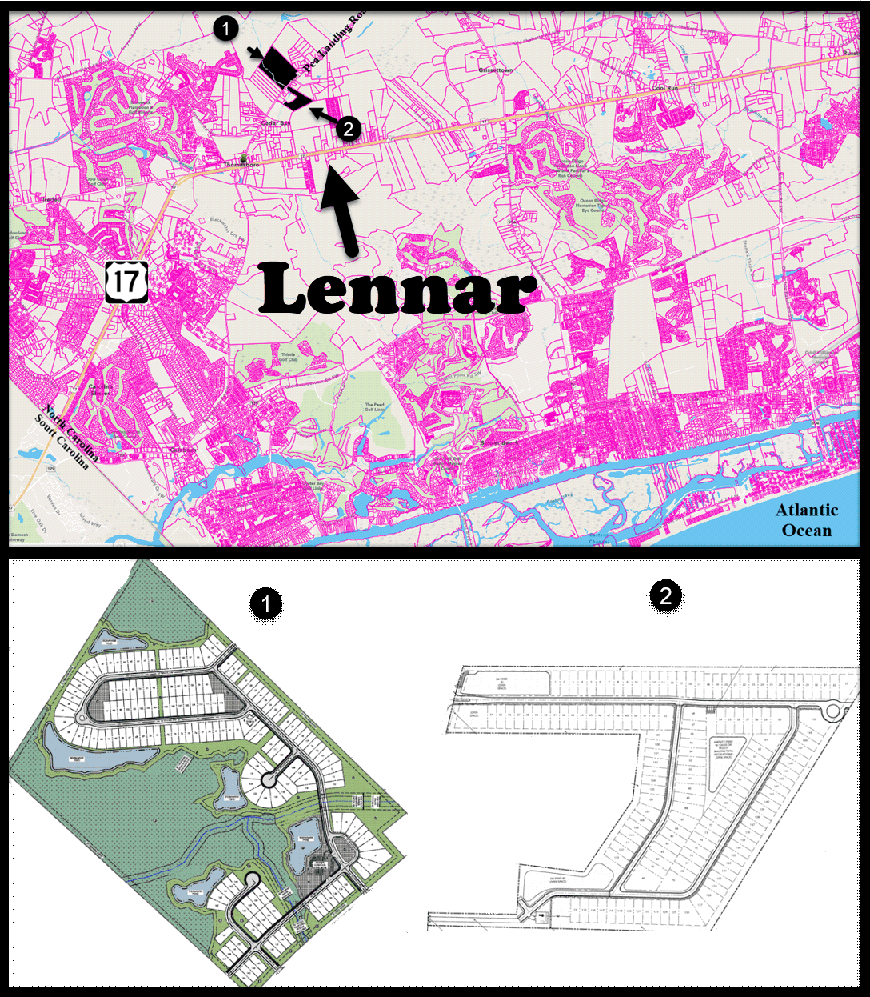 Lennar building along Pea Landing Road in Calabash